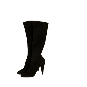 Prada Black Suede Cone Heel Knee Boot
